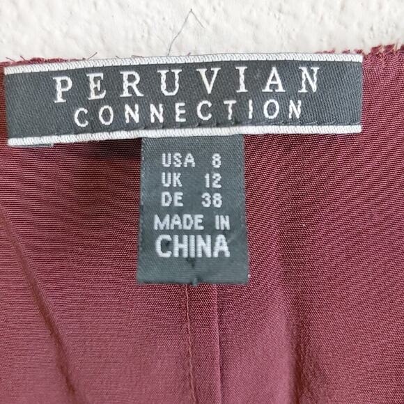 Peruvian Connection Maroon Sleeveless Silk Beads Y2K Romantic Fairycore Top Sz 8 - Picture 6 of 10